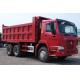 Howo A7 diesel tipper dump truck A7W cabin with 12R20 tires red color and heavy end tipping