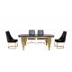 2.0 meter Oval Black Tempere Glass top SS Dining Tables Stainless steel Mirror Gold Leg For Wedding Furniture