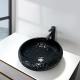 440mm Height Black Bathroom Vessel Sink Round Lacquered Exterior Crystal Ball Shape