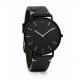 Matte black case  stainless steel back japan movt watches with black calf strap