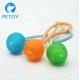 Colorful Soft Rubber Squeaky Ball With Cotton Rope Activity Dog Chew Toy Set