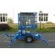 Trailer Mounted Lift For Wall Cleaning , 10m Dual Mast Hydraulic Work Platform