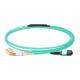 2m (7ft) MPO Female to 4 LC UPC Duplex OM3 50/125 Multimode Fiber Breakout Cable, 8 Fibers, Type B, Elite, LSZH, Aqua