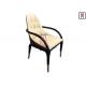 Curved Solid Wood Armrest Leather Modern Dining Chairs 0.38cbm Volume With Metal Details