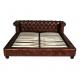 Retro Leather Bed Brown Genuine Leather Beds L253cm