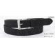 Black PU Ladies Belts Punching Patterns & Nickel Satin Buckle Width 28.5mm