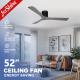 Decorative 220V Energy Saving Ceiling Fan 3 Solid Wood Blades For Restaurant
