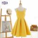 Korean style summer yellow spaghetti strap short umbrella ladies elegant dress cotton women dresses in cheap price