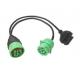 OEM Type 2 Green J1939 9 Pin Deutsch To Obd2 Cable Connector For Truck Reader