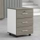 Grey Office Wooden Filing Cabinets 3 Drawer Movable File Cabinet With Wheels