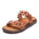 S064 Summer new products small fresh leather three-dimensional handmade flowers women's shoes flat sandals lazy shoes
