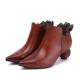 S164 Factory autumn and winter new leather short boots fashion fashion single shoes pointed retro literary flowers women