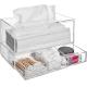 Stackable Acrylic Boxes Containers Countertop Bins Tissue Bathroom Drawer Cosmetic 9.3x5x6.3inches