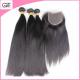 Queen Beauty Remy Straight Hair Natural Brown 5a Virgin Hair Bundles with Lace Closure