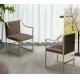 Hot selling gold stainless steel dining chair velvet upholstery armrest chair for living room