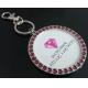 2.25''x2.25'' round metal photo frame keychain with diamond insert