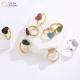 24k Gold Plated Diamond Jewelry Heart Love Rings Zircon Adjustable For Women