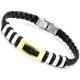 Tagor Stainless Steel Jewelry Super Fashion Silicone Leather Bracelet Bangle TYSR060