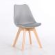 Natural Solid Wood Legs PP Plastic Dining Room Chairs With Cushioned Pad