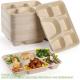 5 Compartment Snack Food Tray Sugarcane Bagasse Plate Disposable Plates Eco-Friendly White Natural Bagasse Plates