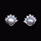 White Gold Silver Pearl Earrings Zircon For Women Wedding Engagement Party