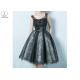 Black Sleeveless Short Length Prom Dresses Bandage Perspective Lace Flowers