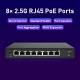 8 Port 2.5Gbps Store And Forward Switch With 4K MAC Address Table