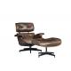 Industrial Retro Vintage Leather Eams Leisure Swiviel Chair With Footstool
