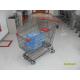Grey Powder Coating Asian Type Wire Shopping Trolley 210L With 4 Swivel 5 Inch Casters