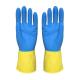 Bi-Color Hand Protective Flock Lined Rubber Gloves  Anti-Oil Household Rubber Gloves