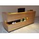 Simple Modern Wood Reception Desk L Shaped Corner Middle Groove Led Light