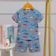 Plane Pattern Cotton Short Sleeve Pyjama Set odor resistant summer pj sets