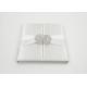 Elegant White Silk Cardboard Present Gift Box Wedding Invitation With Bow / Buckle