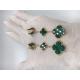 Green 18k Gold Vca Alhambra Earrings , Van Cleef Onyx Earrings With Malachite