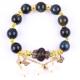 Handmade Gemstone Beaded Bracelet Natural Ink Blue Tiger's Eye Adjustable Peal Charm Bracelet For Party Daily Wearing