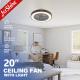 Bedroom Remote Control Silent DC Motor Low Profile Ceiling Fan With Lights