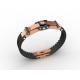 Top Quality Europe Fashion Stainless Steel Genuine Leather Silicone Bangle Bracelet ADB124