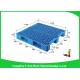 Ventilated Plastic Skids Pallets Single Faced , Euro Blue Plastic Pallets Ventilated Deck