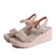 S009 2020 summer new retro leather women's open toe sandals handmade knitted ladies wedge women shoes factory