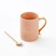Custom 400ml Pink Gift Milk Porcelain Cup Reusable Coffee Ceramic Mug With Spoon As Gift Set