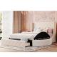 Light luxury hotel set hotel guest cream velvet room round bed storage drawers luxury bedroom furniture romantic bed