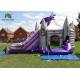 Purple / Grey Inflatable Jumping Castle With Dragon Slide Roofed Playground