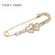 VICKY.HSIEH Gold Tone Clear Rhinestone The Arrow of Love Brooches