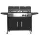 4 Burner Cooking Grill Gas and Charcoal Grill Trolley BBQ Smoker Combo for
