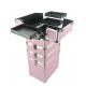 4 In 1 Aluminum Makeup Trolley Case In Pink Color Pink Pro Makeup Trolley Case