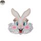 White Smile Rabbit Sequin Embroidery Patches Single Side Any Size Available