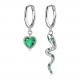 2.1x0.7cm 2.3g Sterling Silver Heart Shaped Earrings Crystal Snake Hoop Earring OEM