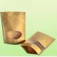 Brown Custom Paper Bags With Clear Window For Herbal Chips Packaging