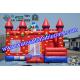 Red Castle Inflatable Moonwalk / Inflatable Bouncer With Slide For Toddler