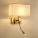 Modern style hotel room wall lamp Chinese style with switch bedside wall lamp square fabric wall light wholesale